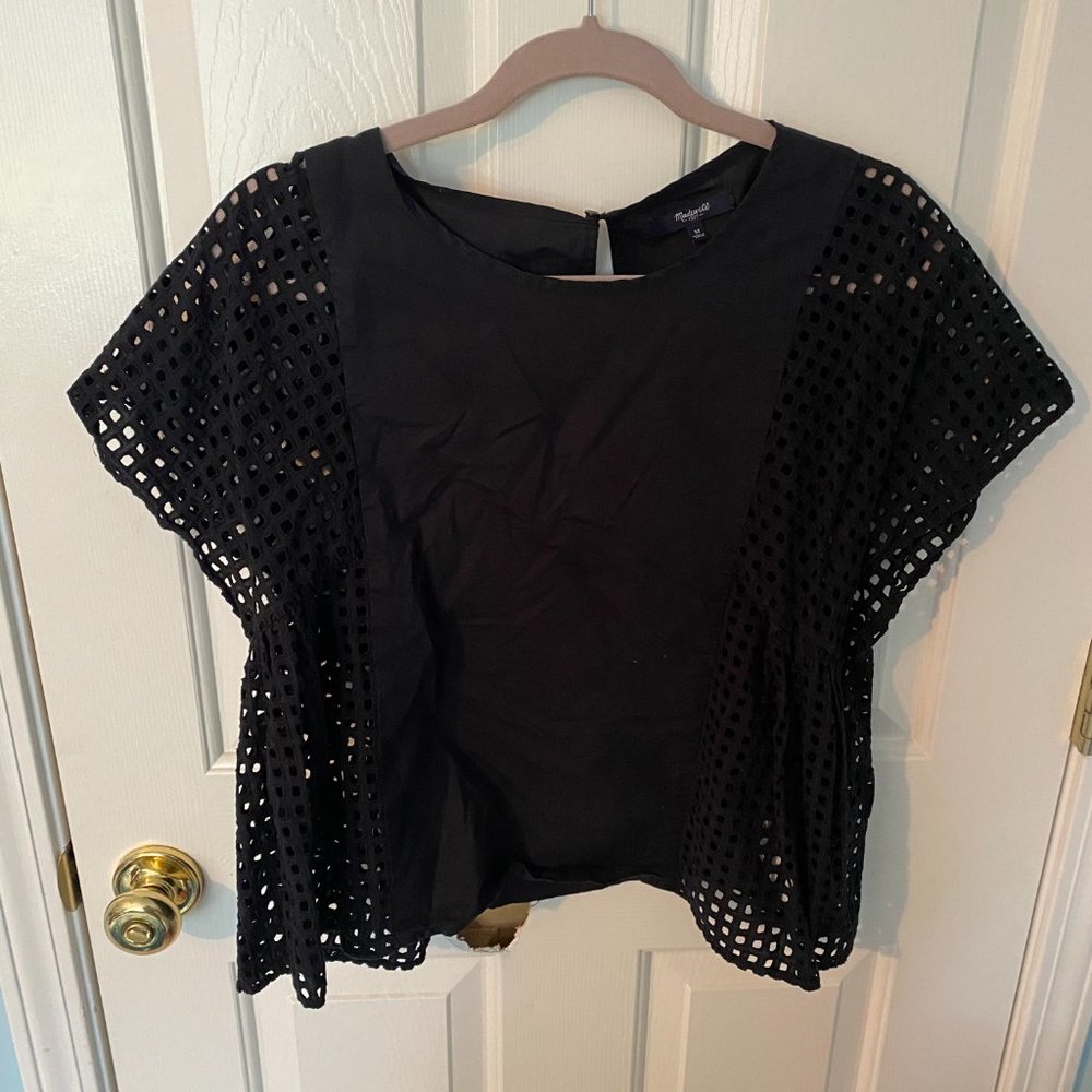 Black Madwell Netted Texture Butterfly Top